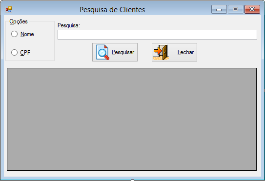 Form de Pesquisa de Clientes